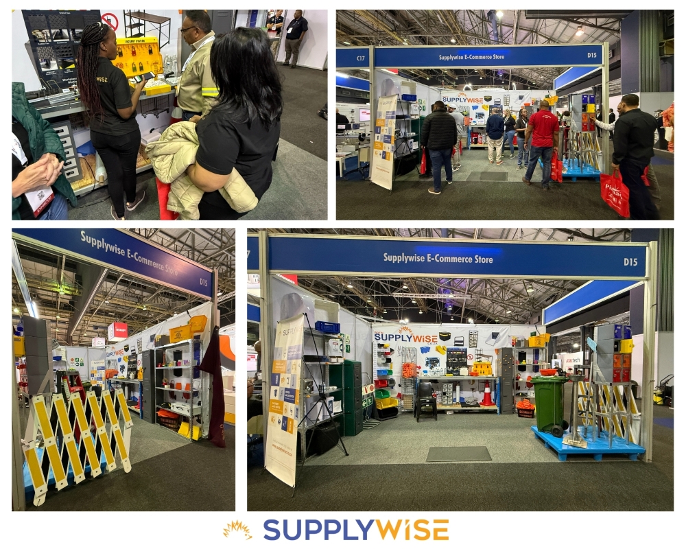 Supplywise team showcasing PPE, fire safety equipment, and industrial products at KITE Expo 2025 in Durban, South Africa.